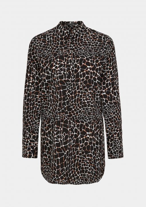 Comma, Blouse Tunic Black Kroko