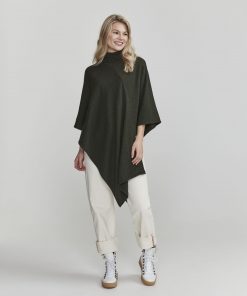 Holebrook Fia Rollneck Poncho Bottle Green