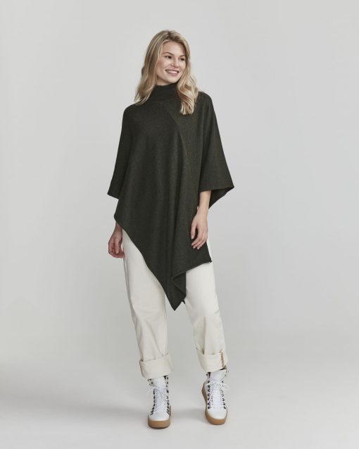 Holebrook Fia Rollneck Poncho Bottle Green
