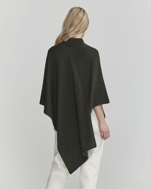 Holebrook Fia Rollneck Poncho Bottle Green