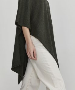 Holebrook Fia Rollneck Poncho Bottle Green