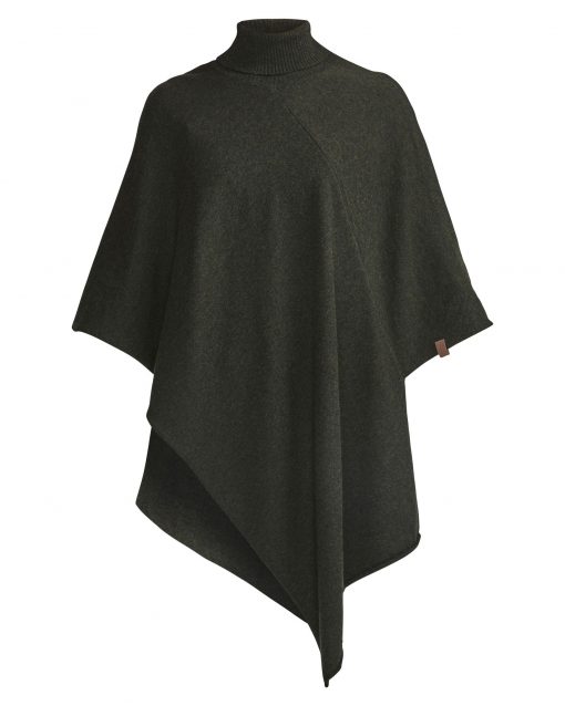 Holebrook Fia Rollneck Poncho Bottle Green