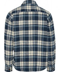 Knowledge Cotton Apparel Pine Checked Overshirt Moonlite Ocean