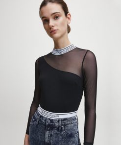 Calvin Klein Logo Tape Bodysuit Black