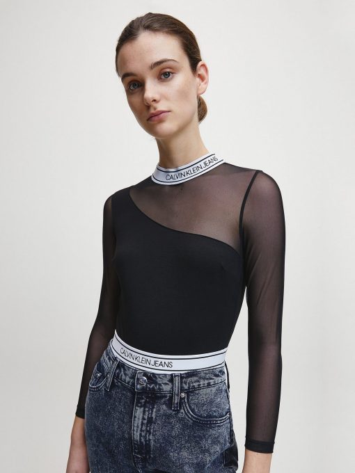 Calvin Klein Logo Tape Bodysuit Black