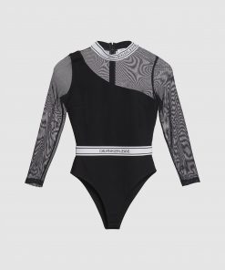 Calvin Klein Logo Tape Bodysuit Black