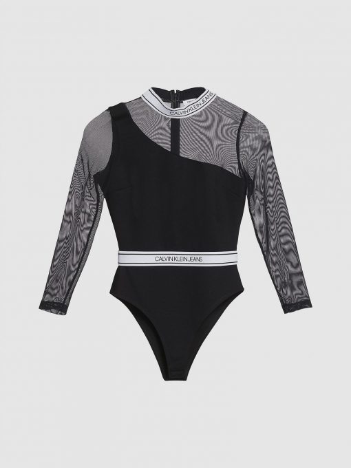 Calvin Klein Logo Tape Bodysuit Black