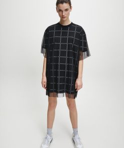 Calvin Klein Double Layer Logo T-shirt Dress Black