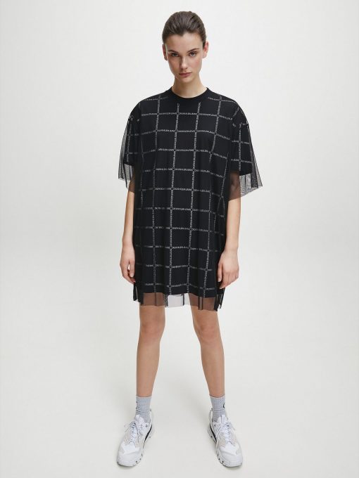 Calvin Klein Double Layer Logo T-shirt Dress Black