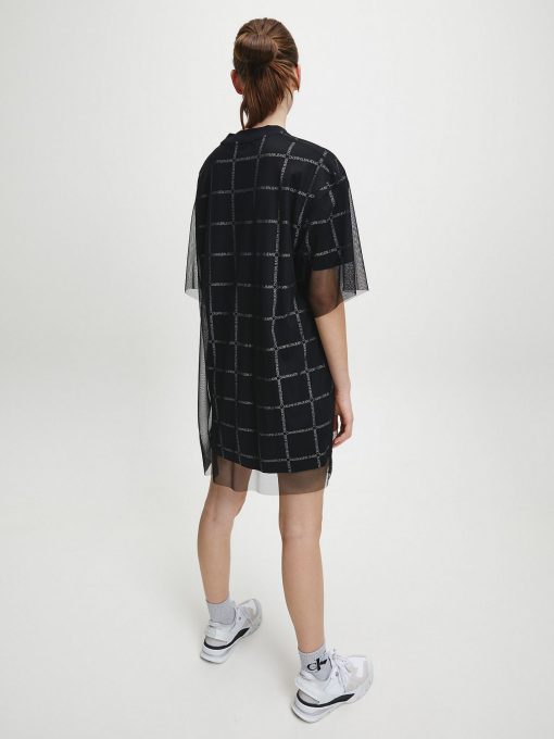 Calvin Klein Double Layer Logo T-shirt Dress Black