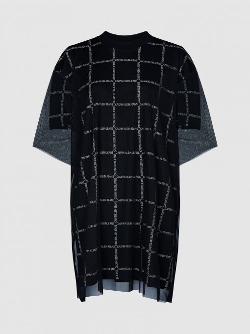 Calvin Klein Double Layer Logo T-shirt Dress Black