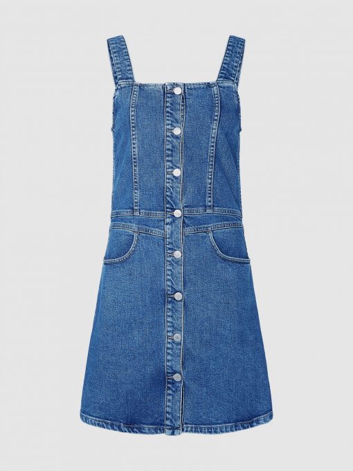Calvin Klein Denim Button Tank Dress Light Blue