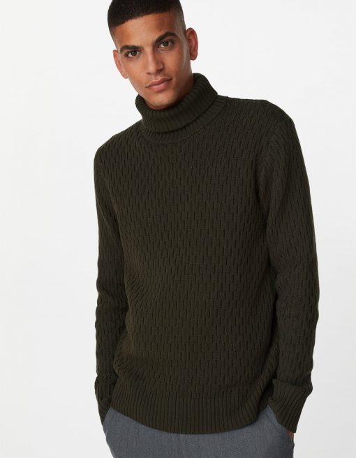 Les Deux Ferdinand Turtleneck Knit Deep Forrest