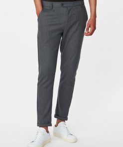 Les Deux Como Herringbone Suit Pants Light Grey Melange