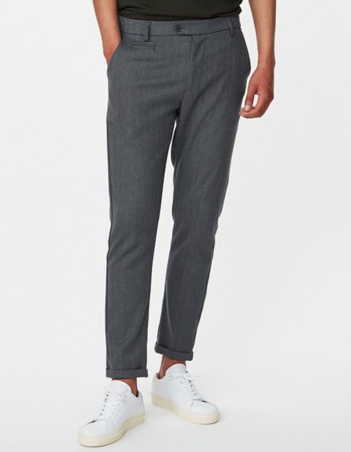 Les Deux Como Herringbone Suit Pants Light Grey Melange