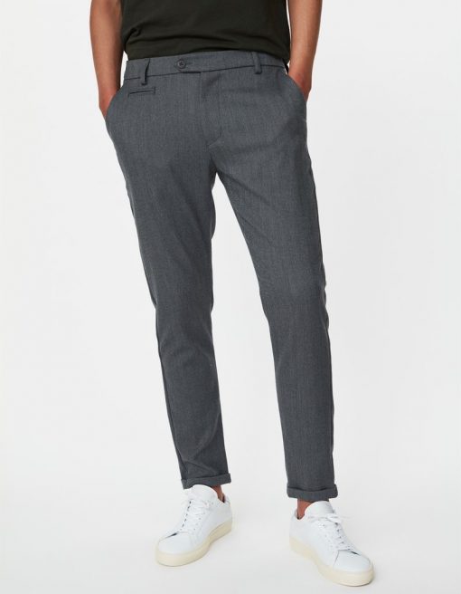 Les Deux Como Herringbone Suit Pants Light Grey Melange