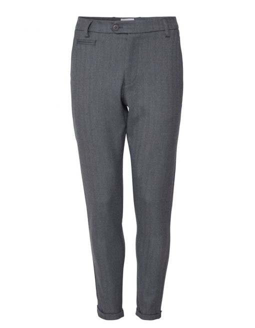 Les Deux Como Herringbone Suit Pants Light Grey Melange