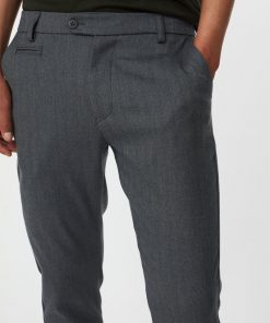 Les Deux Como Herringbone Suit Pants Light Grey Melange