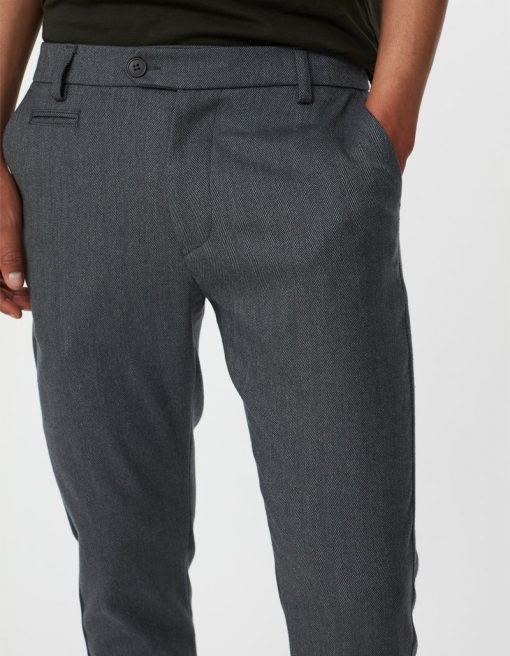 Les Deux Como Herringbone Suit Pants Light Grey Melange