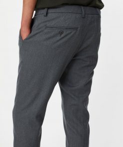 Les Deux Como Herringbone Suit Pants Light Grey Melange