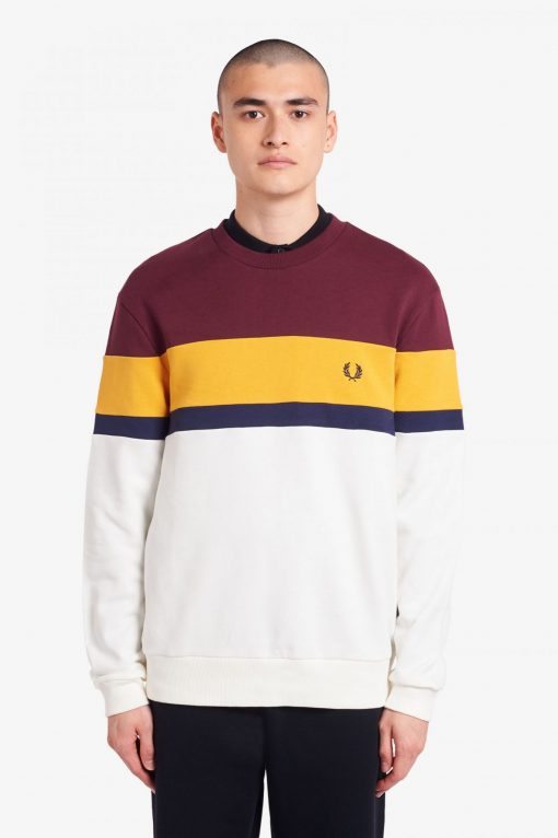 Fred Perry Colourblock Sweatshirt Mahogany