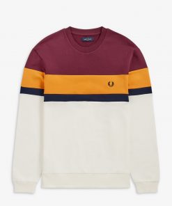 Fred Perry Colourblock Sweatshirt Mahogany