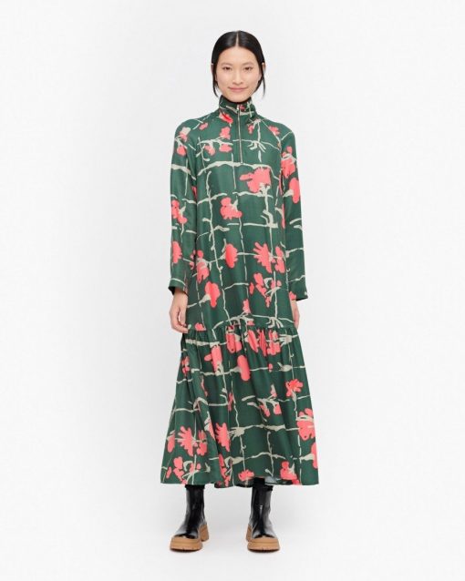 Marimekko Polku Ruutukukka Dress Green