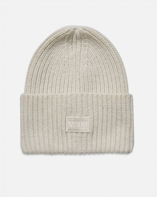 Moss Copenhagen Kara Badge Beanie Egret