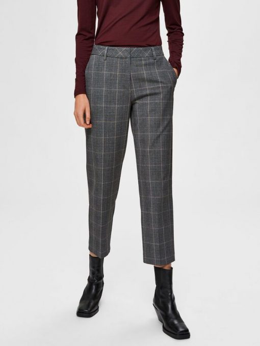 Selected Femme Milo Cropped Pants Medium Grey Melange