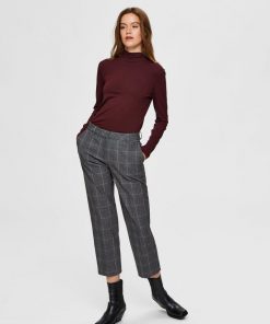 Selected Femme Milo Cropped Pants Medium Grey Melange