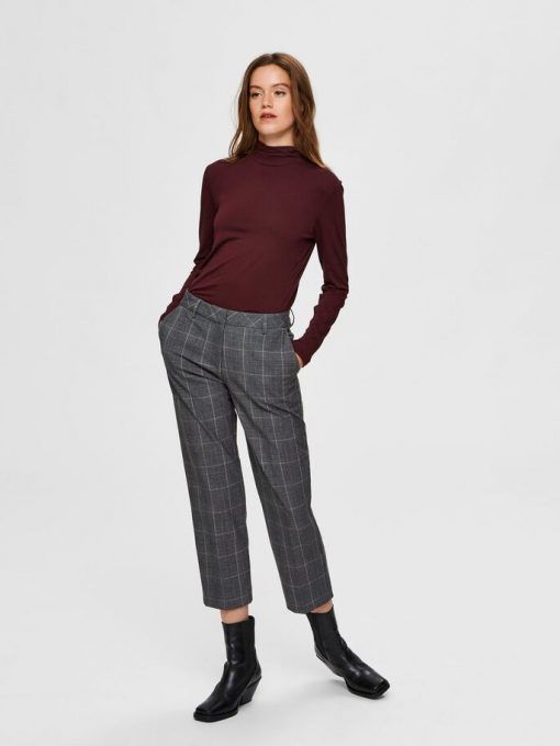Selected Femme Milo Cropped Pants Medium Grey Melange