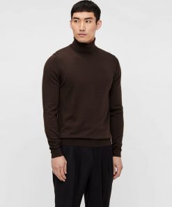 J.LINDEBERG LYD MERINO TURTLENECK SWEATER DARK BROWN