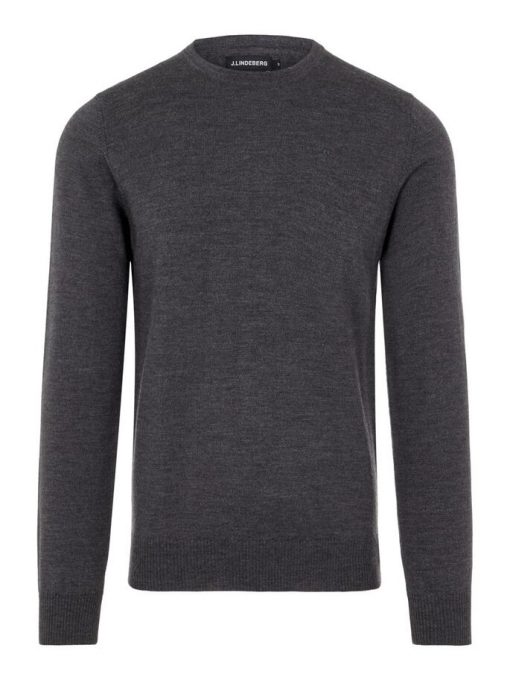J.LINDEBERG LYLE MERINO CREW NECK SWEATER GREY MELANGE