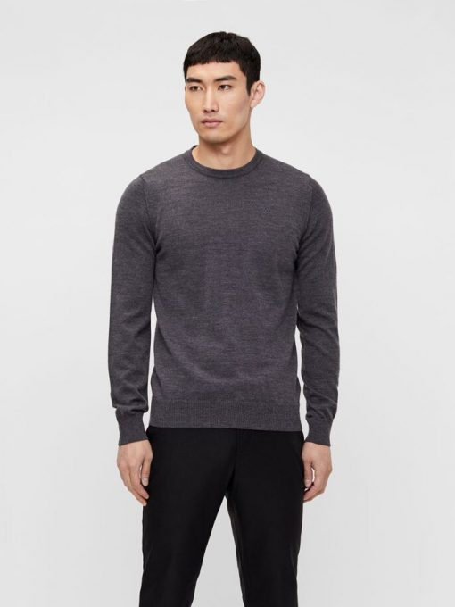 J.LINDEBERG LYLE MERINO CREW NECK SWEATER GREY MELANGE
