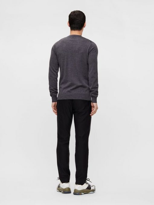 J.LINDEBERG LYLE MERINO CREW NECK SWEATER GREY MELANGE