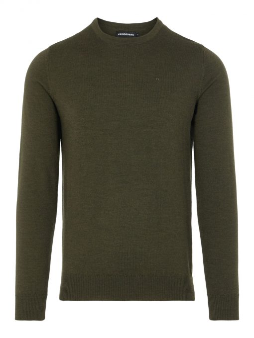 J.LINDEBERG LYLE MERINO CREW NECK SWEATER GREEN