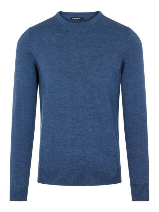 J.LINDEBERG LYLE MERINO CREW NECK SWEATER EGYPTIAN BLUE MELANGE
