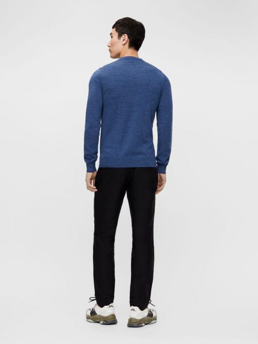 J.LINDEBERG LYLE MERINO CREW NECK SWEATER EGYPTIAN BLUE MELANGE