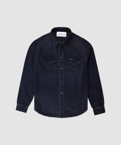 Calvin Klein Modern western Denim Shirt Mid Blue Black