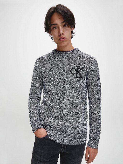 Calvin Klein Twisted Yarn Logo Sweater Black