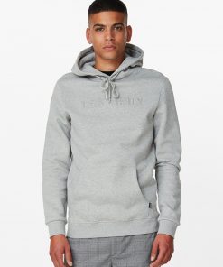 Les Deux Appliqué Hoodie Light Grey Melange