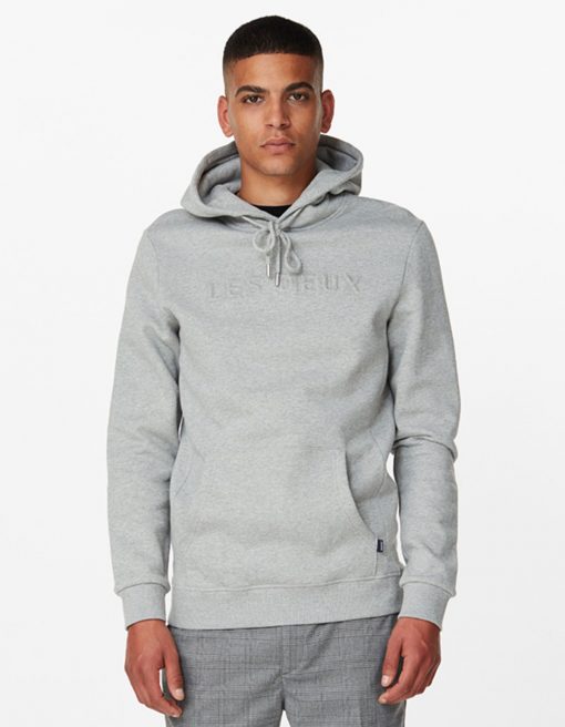 Les Deux Appliqué Hoodie Light Grey Melange