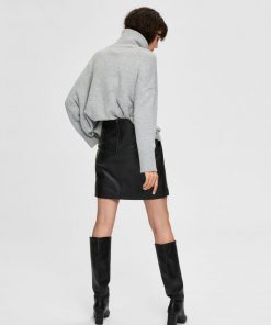 Selected Femme Monroe Leather Skirt Black