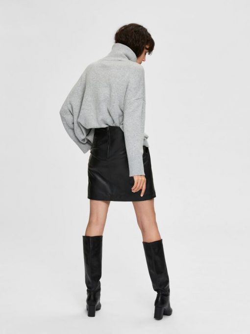 Selected Femme Monroe Leather Skirt Black