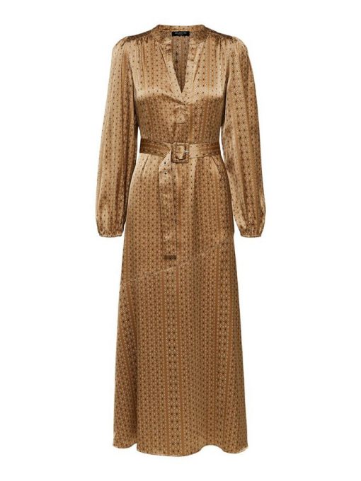Selected Femme Moni Florenta Maxi-Dress Brown