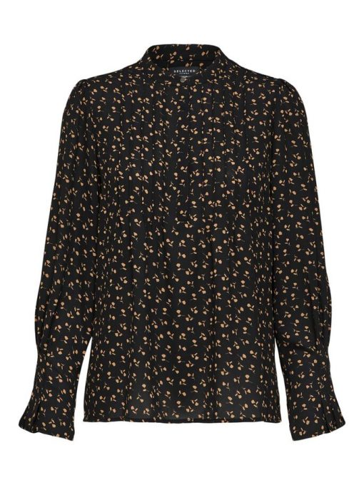 Selected Femme Livia Print Top Black