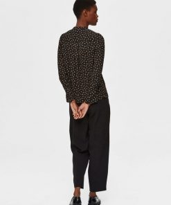 Selected Femme Livia Print Top Black