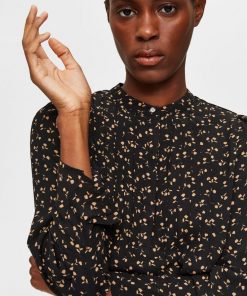 Selected Femme Livia Print Top Black
