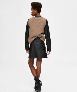 Selected Femme Ibi Leather Skirt Black