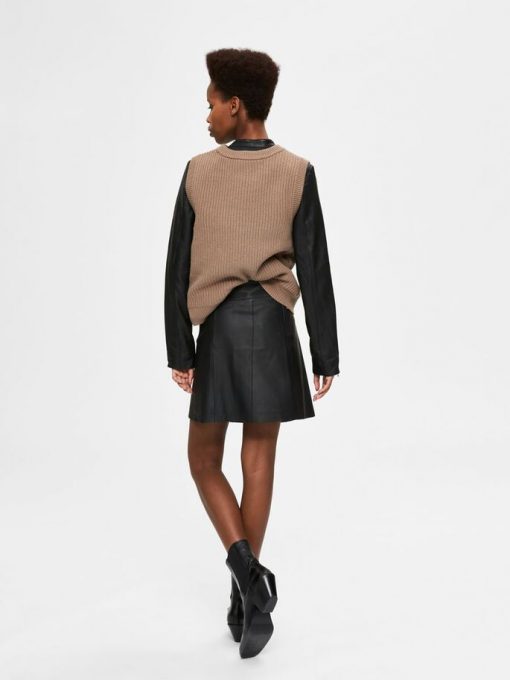 Selected Femme Ibi Leather Skirt Black